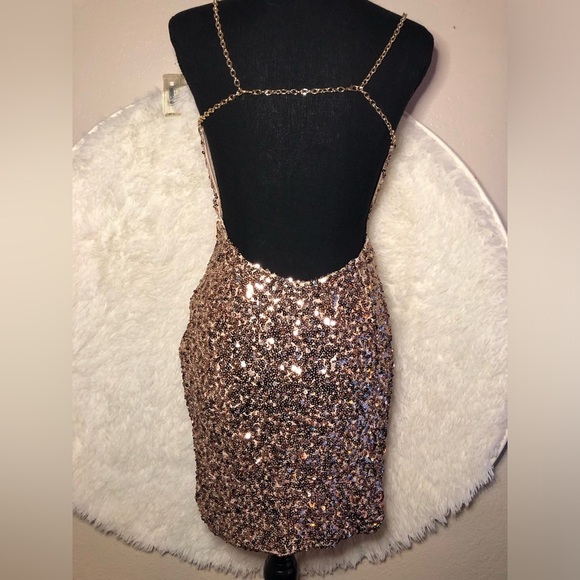 Hello Molly Glittering Bronze Mini Dress size Small - Picture 11 of 16